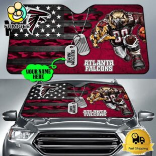 NFL Atlanta Falcons Mascot Breaks Through The Line Custom Auto Sun Shade