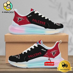 NFL Atlanta Falcons Team Logo Custom Women's Rainbow Atmospheric Cushion Running Shoes