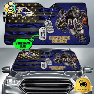 NFL Baltimore Ravens Mascot Breaks Through The Line Custom Auto Sun Shade