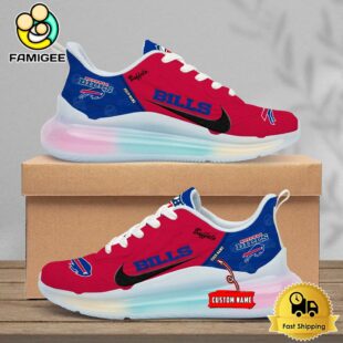 NFL Buffalo Bills Team Logo Custom Women's Rainbow Atmospheric Cushion Running Shoes