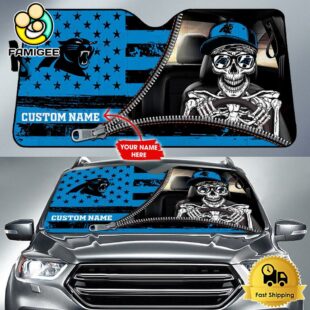 NFL Carolina Panthers Skeleton Funny Custom Auto Sun Shade