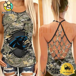 NFL Carolina Panthers Women’s Camo Custom Criss Cross Back Tank Top