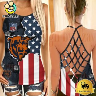 NFL Chicago Bears American Flag Criss Cross Back Tank Top
