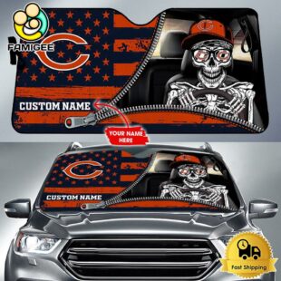 NFL Chicago Bears Skeleton Funny Custom Auto Sun Shade