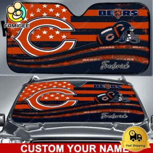NFL Chicago Bears Waving Strong United Under The Colors Custom Auto Sun Shade