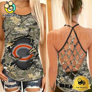 NFL Chicago Bears Women’s Camo Custom Criss Cross Back Tank Top