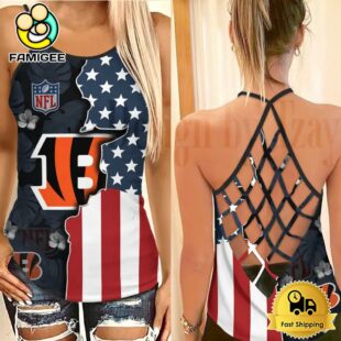 NFL Cincinnati Bengals American Flag Criss Cross Back Tank Top