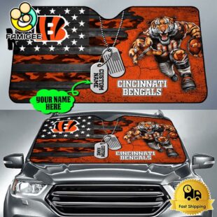 NFL Cincinnati Bengals Mascot Breaks Through The Line Custom Auto Sun Shade