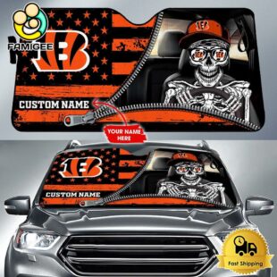 NFL Cincinnati Bengals Skeleton Funny Custom Auto Sun Shade