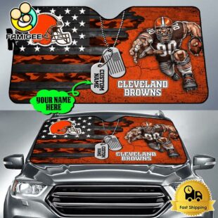 NFL Cleveland Browns Mascot Breaks Through The Line Custom Auto Sun Shade
