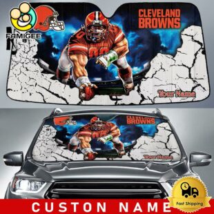 NFL Cleveland Browns Mascot Locked And Loaded Custom Auto Sun Shade