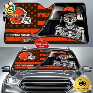 NFL Cleveland Browns Skeleton Funny Custom Auto Sun Shade
