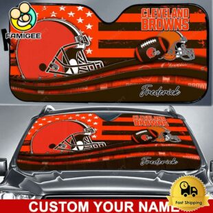 NFL Cleveland Browns Waving Strong United Under The Colors Custom Auto Sun Shade