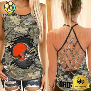 NFL Cleveland Browns Women’s Camo Custom Criss Cross Back Tank Top