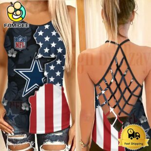 NFL Dallas Cowboys American Flag Criss Cross Back Tank Top