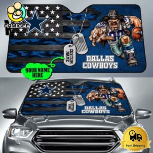 NFL Dallas Cowboys Mascot Breaks Through The Line Custom Auto Sun Shade