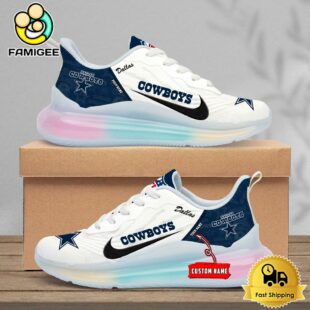 NFL Dallas Cowboys Team Logo Custom Women's Rainbow Atmospheric Cushion Running Shoes