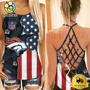 NFL Denver Broncos American Flag Criss Cross Back Tank Top