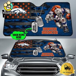 NFL Denver Broncos Mascot Breaks Through The Line Custom Auto Sun Shade