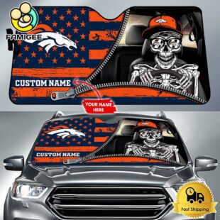 NFL Denver Broncos Skeleton Funny Custom Auto Sun Shade