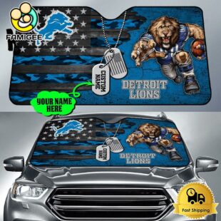 NFL Detroit Lions Mascot Breaks Through The Line Custom Auto Sun Shade