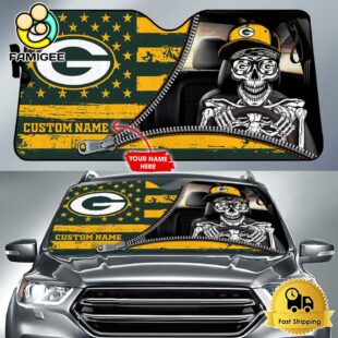 NFL Green Bay Packers Skeleton Funny Custom Auto Sun Shade