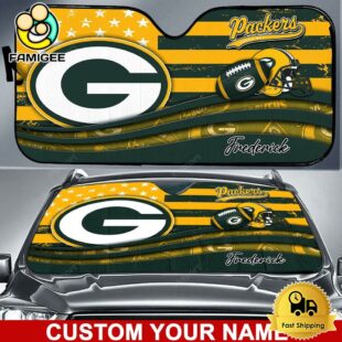 NFL Green Bay Packers Waving Strong United Under The Colors Custom Auto Sun Shade