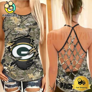 NFL Green Bay Packers Women’s Camo Custom Criss Cross Back Tank Top
