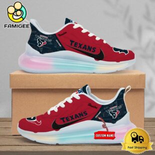 NFL Houston Texans Team Logo Custom Women's Rainbow Atmospheric Cushion Running Shoes