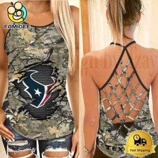 NFL Houston Texans Women’s Camo Custom Criss Cross Back Tank Top