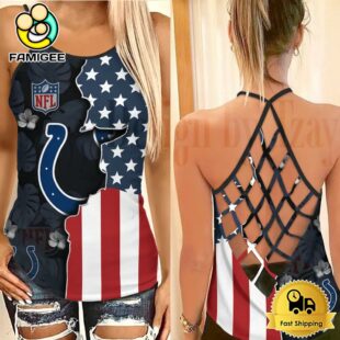NFL Indianapolis Colts American Flag Criss Cross Back Tank Top