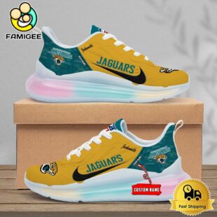 NFL Jacksonville Jaguacrs Team Logo Custom Women's Rainbow Atmospheric Cushion Running Shoes