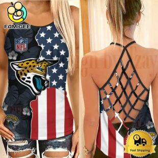 NFL Jacksonville Jaguars American Flag Criss Cross Back Tank Top