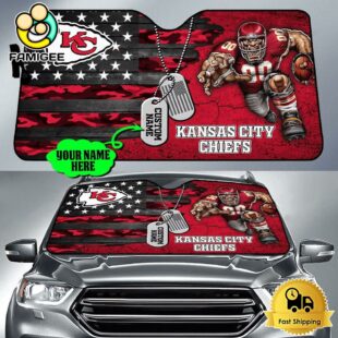 NFL Kansas City Chiefs Mascot Breaks Through The Line Custom Auto Sun Shade