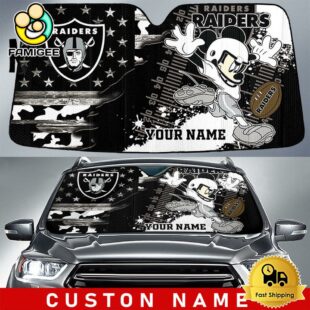 NFL Las Vegas Raiders Mickey Mouse Funny Custom Auto Sun Shade