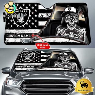 NFL Las Vegas Raiders Skeleton Funny Custom Auto Sun Shade
