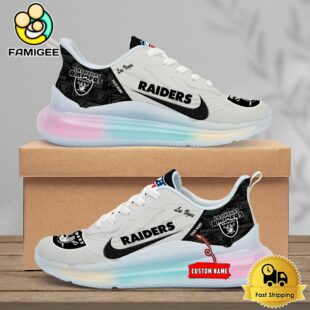 NFL Las Vegas Raiders Team Logo Custom Women's Rainbow Atmospheric Cushion Running Shoes