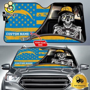 NFL Los Angeles Chargers Skeleton Funny Custom Auto Sun Shade