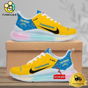 NFL Los Angeles Chargers Team Logo Custom Women's Rainbow Atmospheric Cushion Running Shoes