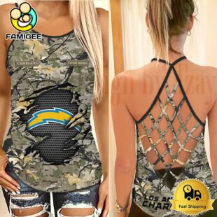 NFL Los Angeles Chargers Women’s Camo Custom Criss Cross Back Tank Top