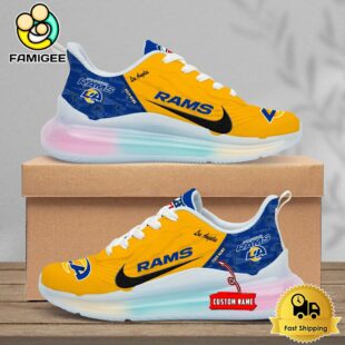 NFL Los Angeles Rams Team Logo Custom Women's Rainbow Atmospheric Cushion Running Shoes