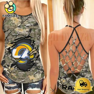 NFL Los Angeles Rams Women’s Camo Custom Criss Cross Back Tank Top