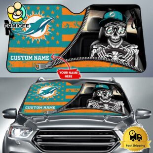NFL Miami Dolphins Skeleton Funny Custom Auto Sun Shade