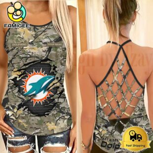 NFL Miami Dolphins Women’s Camo Custom Criss Cross Back Tank Top