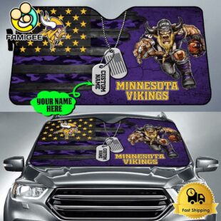 NFL Minnesota Vikings Mascot Breaks Through The Line Custom Auto Sun Shade