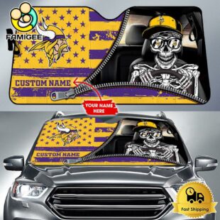 NFL Minnesota Vikings Skeleton Funny Custom Auto Sun Shade