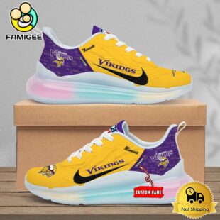 NFL Minnesota Vikings Team Logo Custom Women's Rainbow Atmospheric Cushion Running Shoes