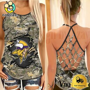 NFL Minnesota Vikings Women’s Camo Custom Criss Cross Back Tank Top