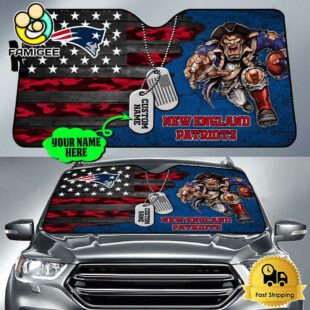 NFL New England Patriots Mascot Breaks Through The Line Custom Auto Sun Shade