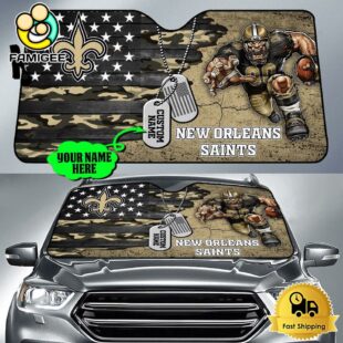 NFL New Orleans Saints Mascot Breaks Through The Line Custom Auto Sun Shade